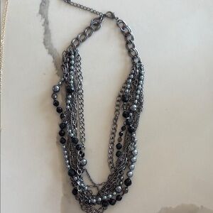Aqua Silver Multi-Strand Necklace